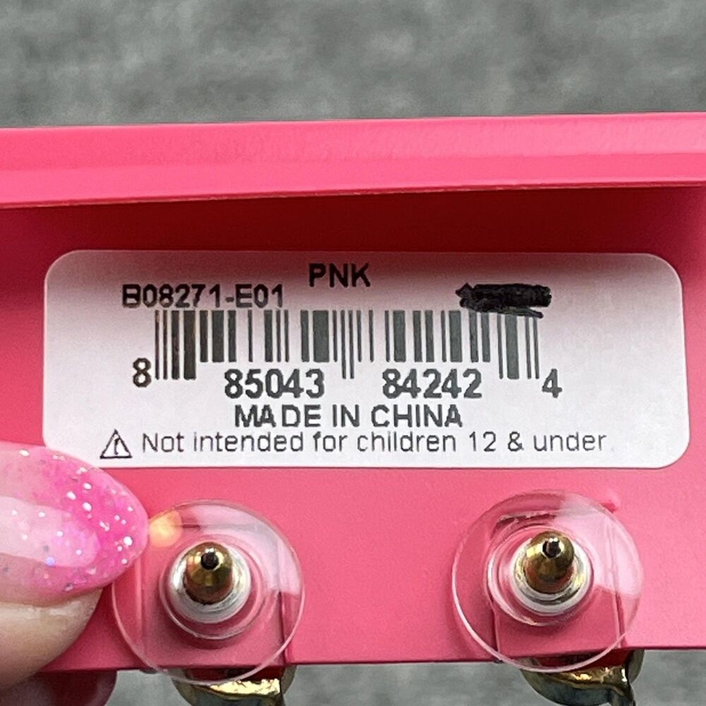 Betsey Johnson Pink Bow Stud Earrings Gold Tone Rhinestone Womens Jewelry Cute - Picture 4 of 7